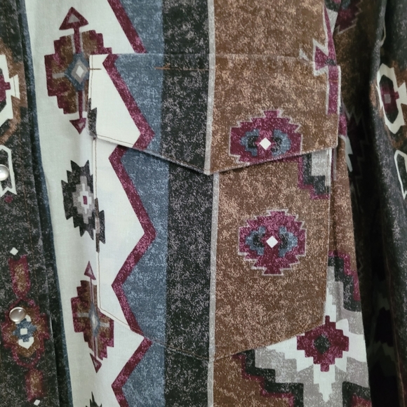 Men 16 -34 Panhandle Slim Brown Aztec Western Snap Longsleeves Button Up shirt - Picture 3 of 9